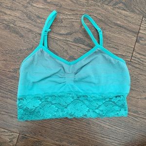 Blue lace sports bra